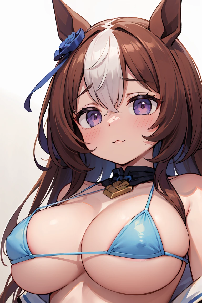 Meisho Doto (Umamusume)1 girl,,,chest,尖ったchest,chestの谷間,Underbust,Side Bust Barbosa,(blush),((Embarrassing)),Spread and masturbate((White micro bikini))round 1(((chestを持ち上げる)))((View from below、View from below))Upper body close-up,(巨大なchest)