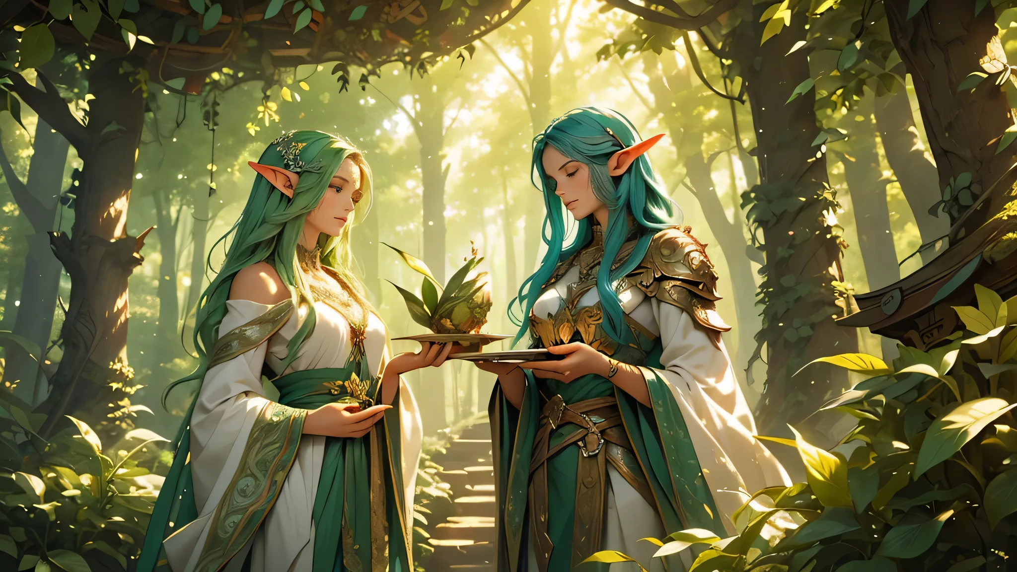 frieren, elf frieren, magic, beautiful detailed eyes, beautiful detailed lips, extremely detailed eyes and face, longeyela shes, fantasy landscape, lush forest, glowing magic, ethereal atmosphere, digital painting, cinematic lighting, vibrant colors, dramatic colors, (best quality,4k,8k,highres,masterpiece:1.2),ultra-detailed