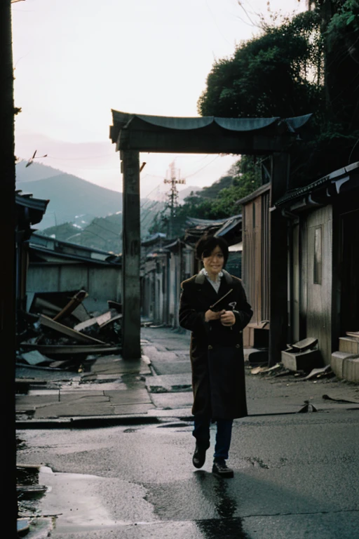 Devastation,ruins,end of the century.narrow eyes,Showa,Glasses,Women,adventure,Black and White,