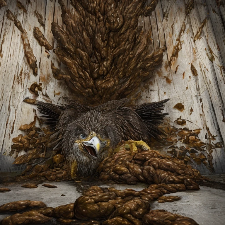 photorealistic, solo, ((((ass up, feral eagle, hyper excessive feces, screaming)))), hyper realistic, cinematic colors, cinematic lighting, incredible detail, 16k resolution, award winning photography, ((((feral, front view)))), ((((feces, scat, excessive feces spatter on wall, projectile feces, feces string, raised eagle tail, scat explosion)))), ((((front view))))
