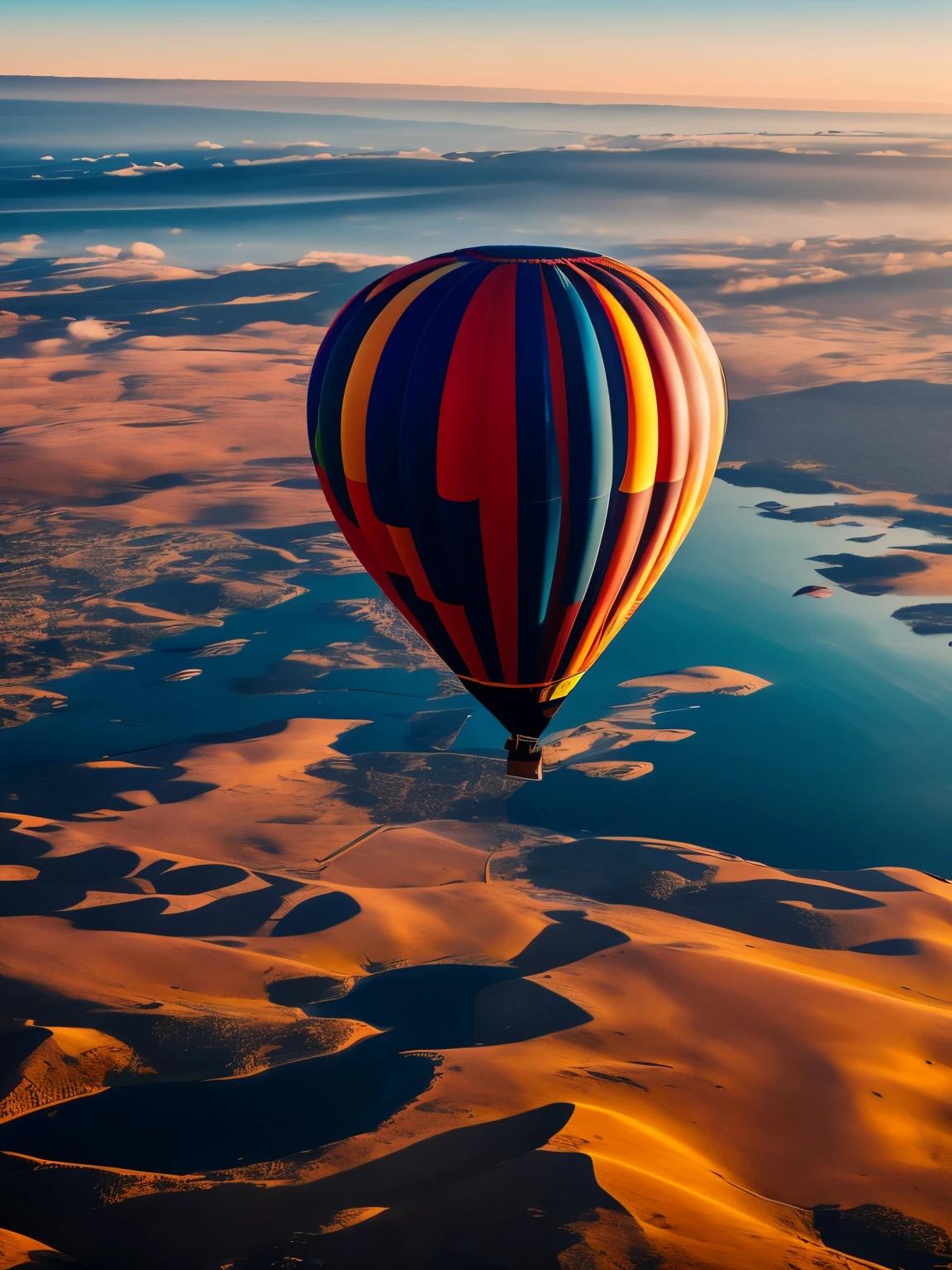 hot air balloon, floating over earth, ultra detailed, high quality, 8k resolution, zoom out