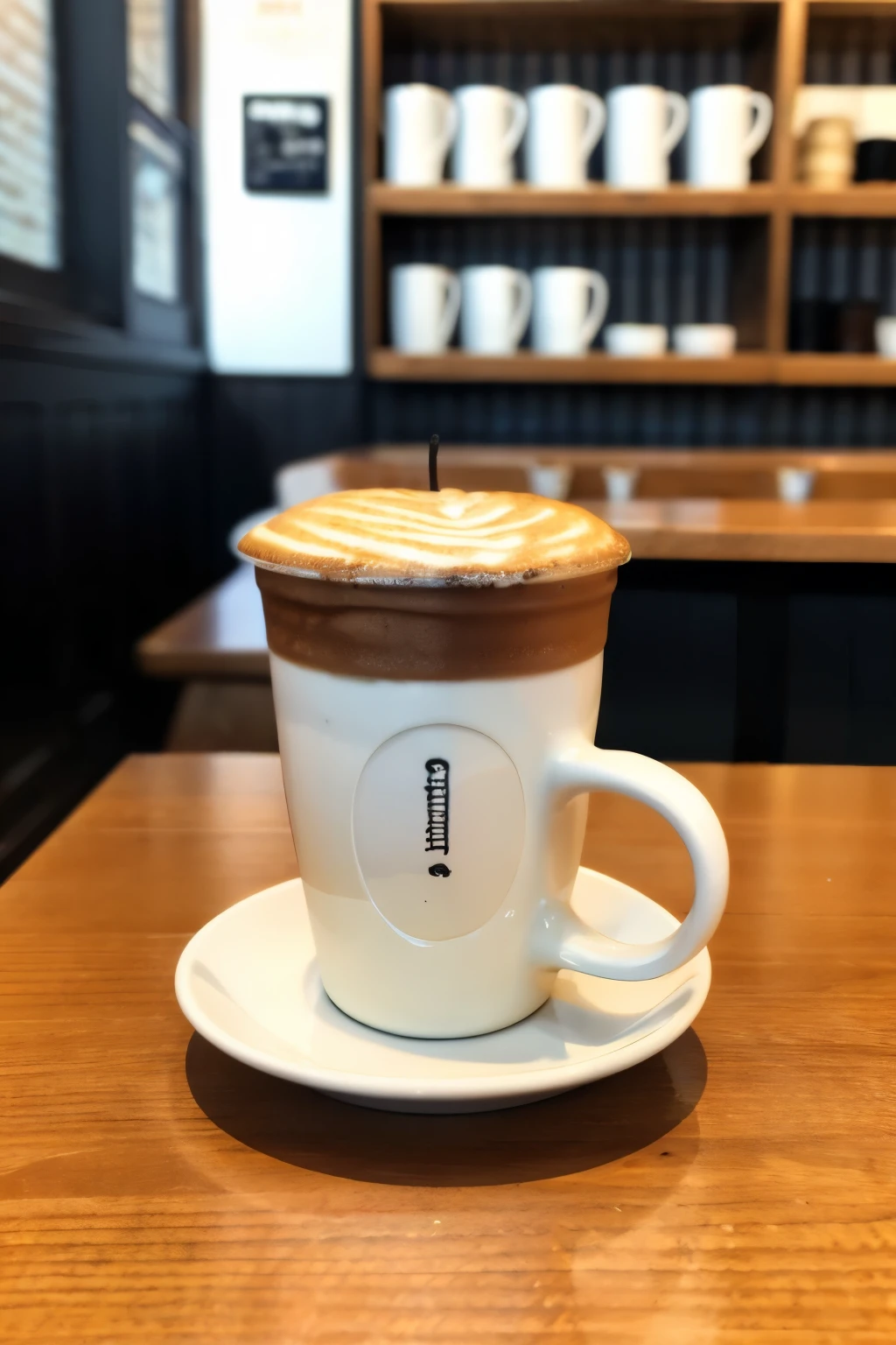 ((highest quality)), ((masterpiece)), (detailed), mug coffee、
Stylish cafe background