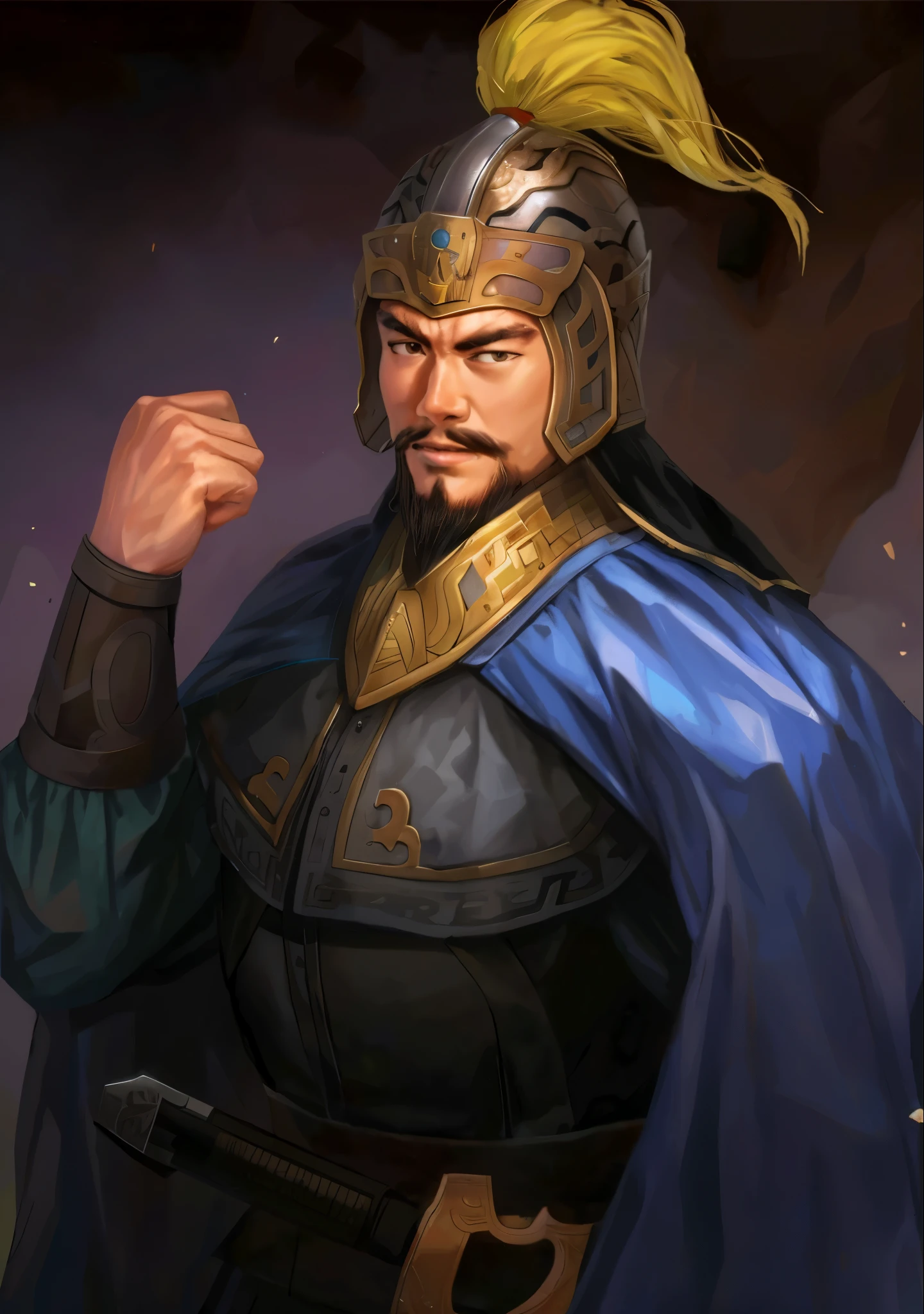 One wearing a helmet、Close-up of man holding sword, , Inspired by Li Kan, Inspired by Wu Bin, Inspired by Huang Shen, guan yu, inspired by Huang Ding, Inspired by Hu Zaobin, inspired by Cao Zhibai, photo of , Inspired by Dong Yuan, Inspired by Li Tang