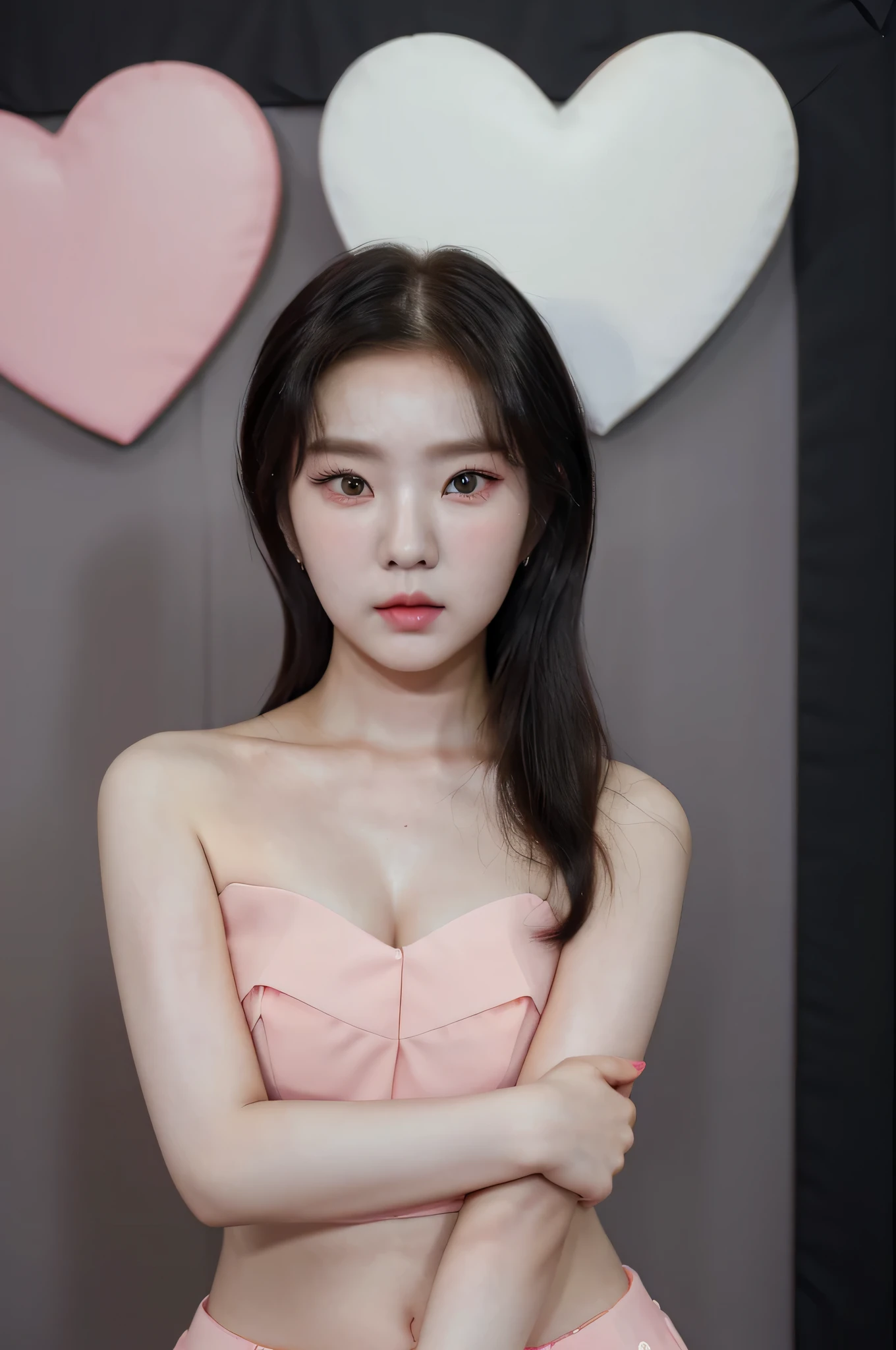 hd, realistic, south korean girl, kpop idol, 21 yrs old, cute diligent, heart shaped faced, doe eyes, cute outfit, black hair, lee ji-eun