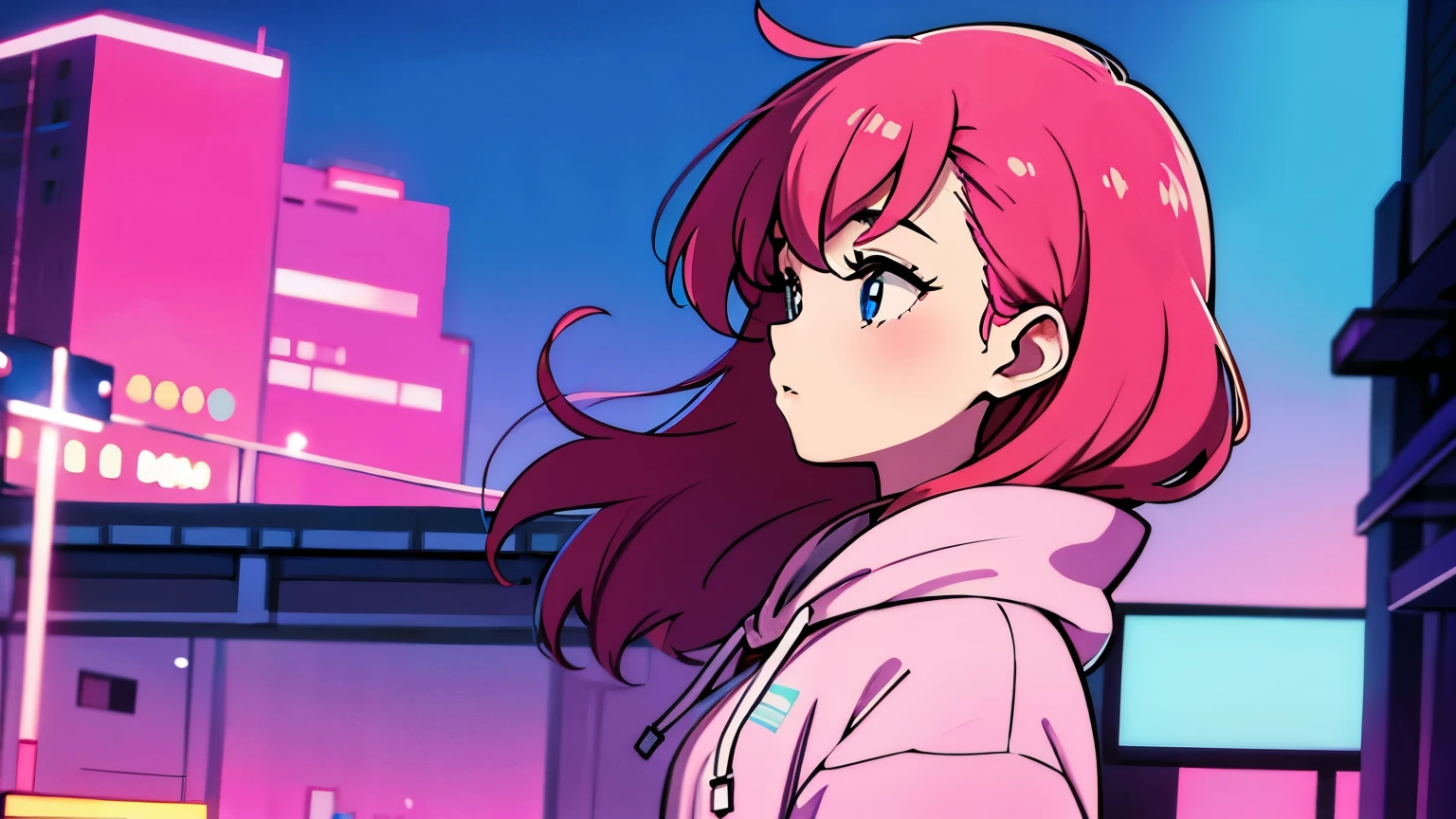 City Pop　girl　profile　80s Style　hoodie