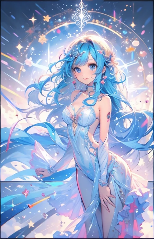 ((highest quality)), ((masterpiece)), (Get used to it), Perfect Face , Adult female , Ariel , Long and beautiful blue hair , Beautiful blue eyes , in the beautiful sea ,