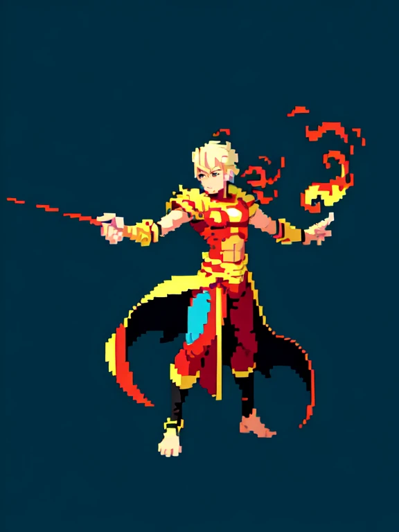 (masterpiece, top quality, best quality), pixel,pixel art,1man,demon king,fire bender,fire element ,full body, 
 