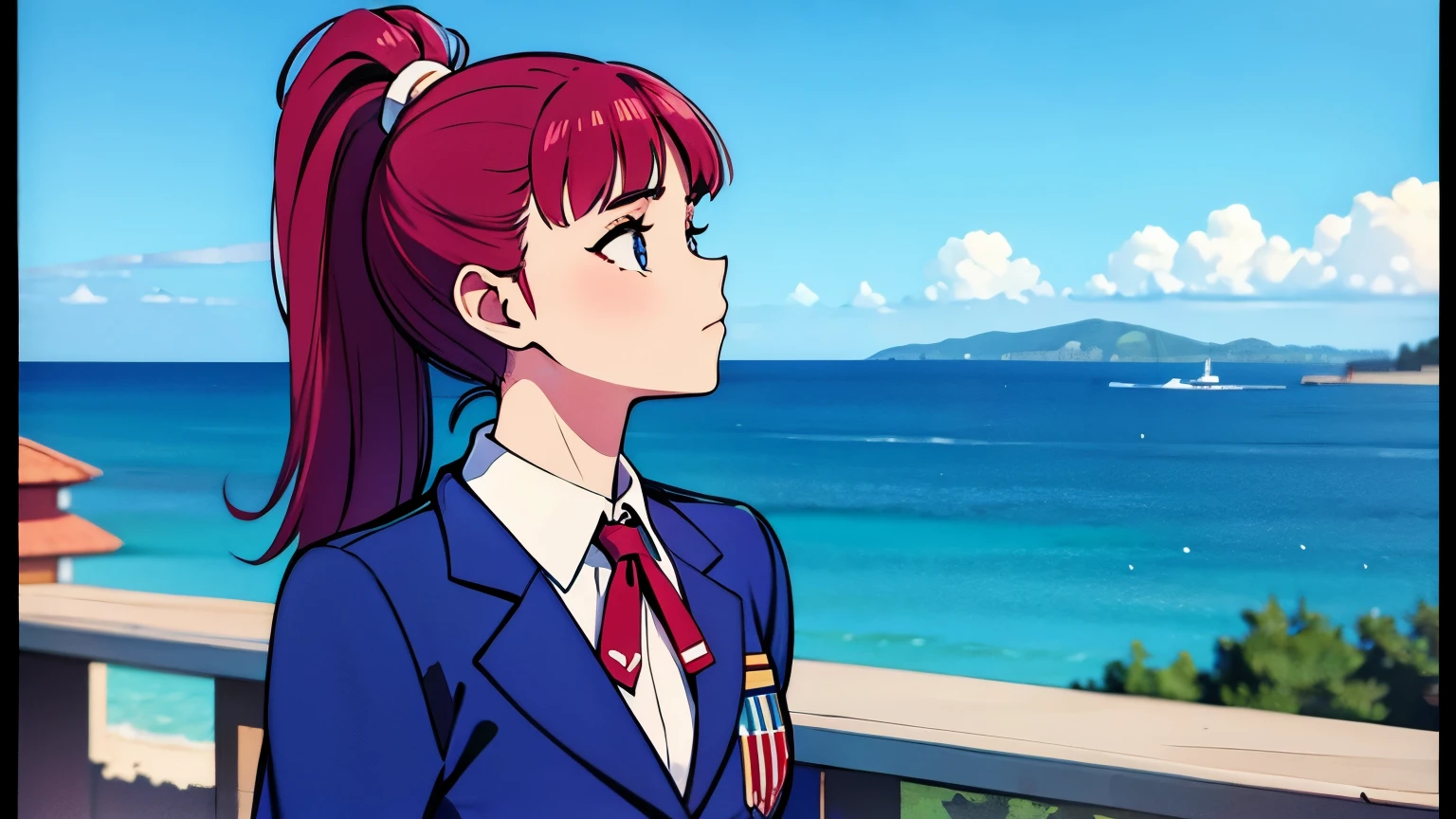 80s Style girl ponytail uniform coastal