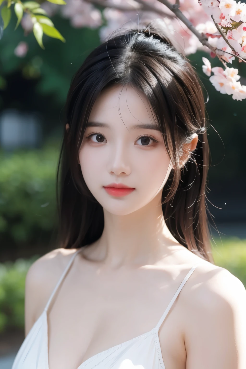 A 20-year-old woman with the cute face of an idol who looks 15 years old.。Gentle and cute。I'm crying and tears are running down my cheeks。Her bust is a little large in a bikini A beautiful park with lots of cherry blossoms Raw photo Real Genuine Real Life No copyright notice