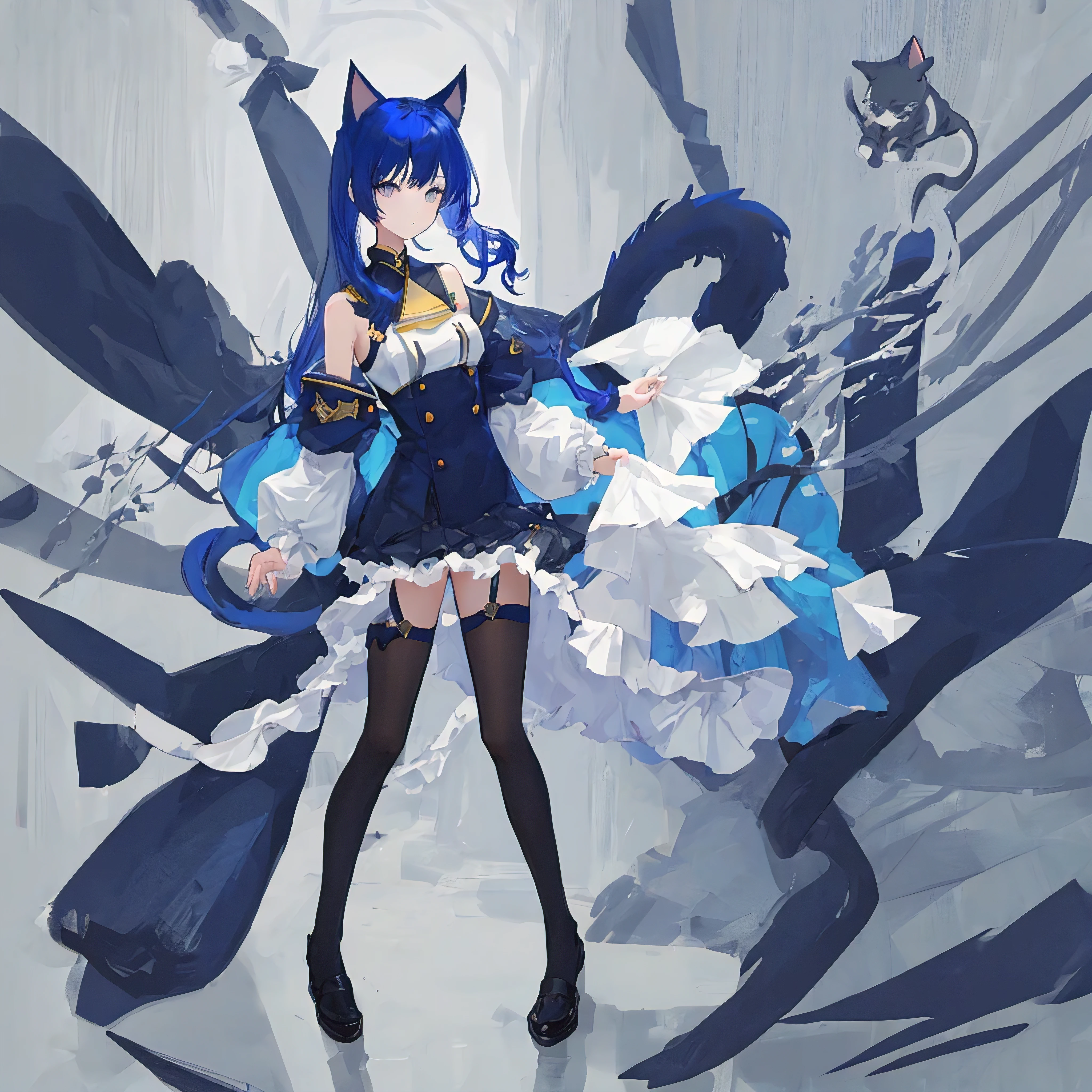 fox Light blue hair beast girl indigo fur fox beast girl