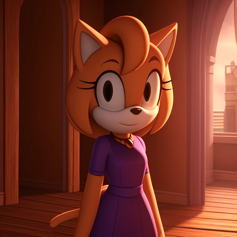 masterpiece, best quality, ultra-detailed, cinematic lighting, beautiful lighting, detailed background, Evelyn the cat