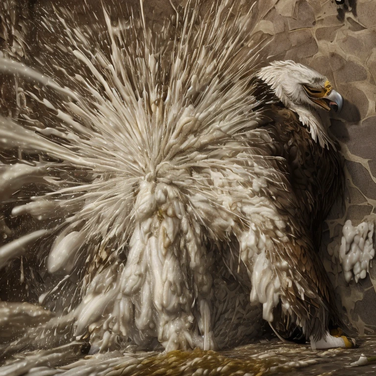 photorealistic, solo, ((((ass up, feral eagle, hyper excessive white feces, screaming)))), hyper realistic, cinematic colors, cinematic lighting, incredible detail, 16k resolution, award winning photography, ((((feral, rear view)))), ((((white feces, white scat, excessive white feces on wall, projectile white feces)))), ((((rear view, ass up))))