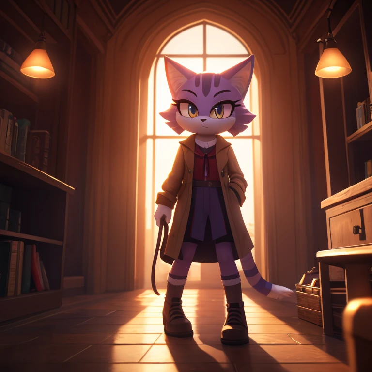 masterpiece, best quality, ultra-detailed, cinematic lighting, beautiful lighting, detailed background, Evelyn the cat