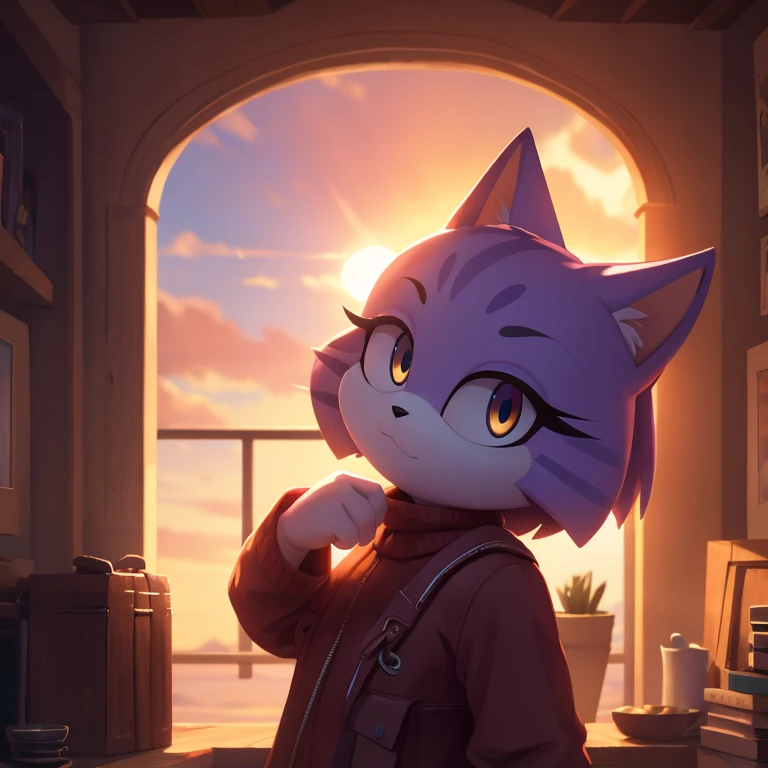 masterpiece, best quality, ultra-detailed, cinematic lighting, beautiful lighting, detailed background, Evelyn the cat