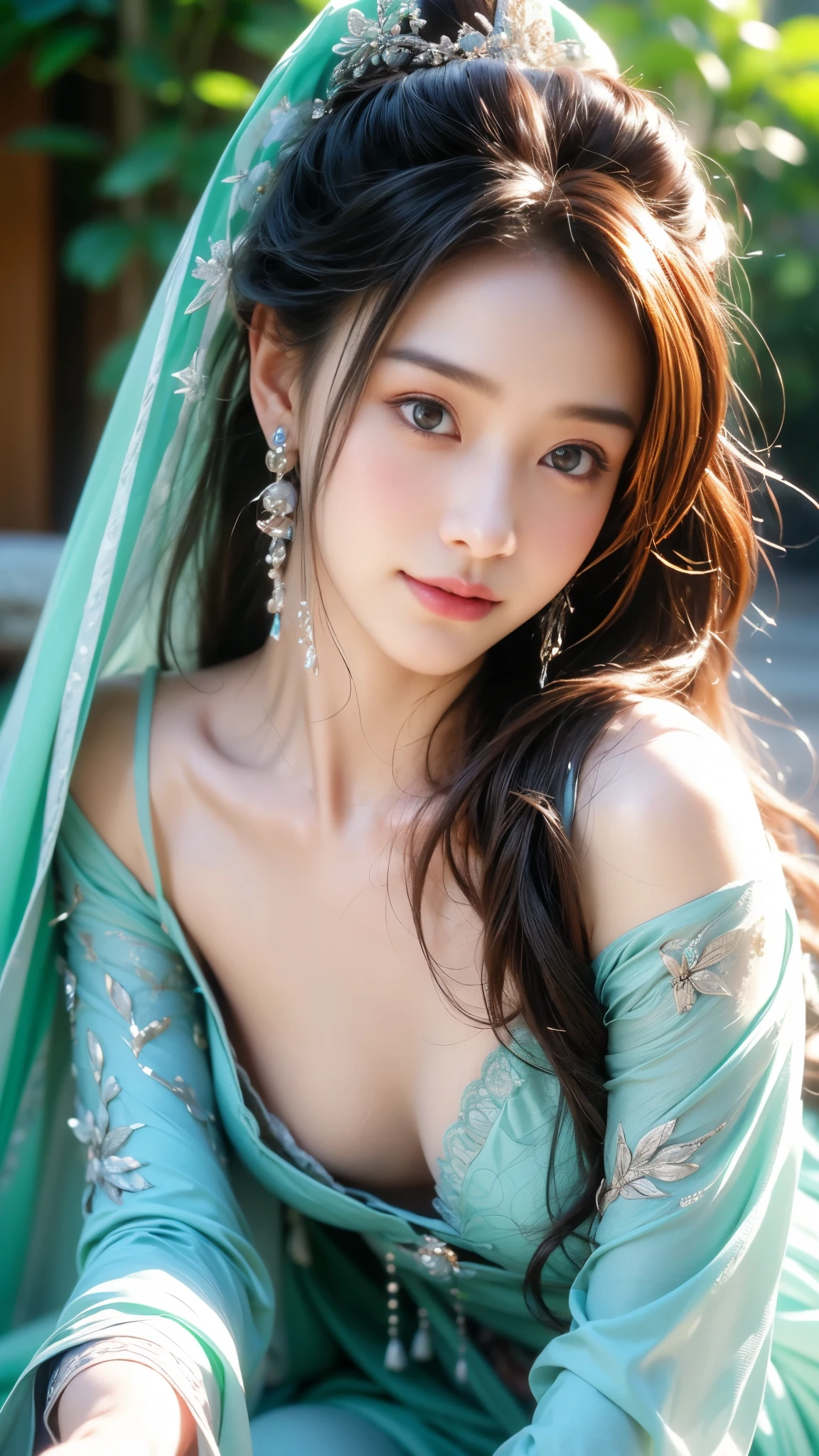 masterpiece、highest quality、figure、 Very detailed、The finer details、 High resolution、8K Dende Wallpaper、Perfect dynamic composition、Slim and cute 19 year old girl、pretty girl、Beautiful face in every detail、Detailed and cute eyes、Textured skin、A modest smile、Shortcuts、Small breasts、traditional clothing、Beautiful breast gap、Shooting from the front