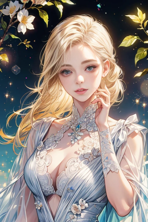 Young woman with long, wavy, pastel colored hair、Sitting gracefully in an elaborate fantasy-themed gown。Gowns、There is a mix of red colors、Adorned with glittering embellishments and a large bow on the bust。She has big fluffy cat ears on her head、Matching soft and fluffy tail。Her eyes are large and expressive、A calm and attractive look。The scene is softly lit with a magical, dreamy atmosphere.、It highlights her smooth skin and the intricate details of her outfit。She accessorized with delicate jewelry, including a butterfly hair clip.、It adds to the whimsical nature of her look.。The background is soft and blurry、Enhances the ethereal feel of the image。
Large Breasts、Random sexy poses、Large Breasts、smile