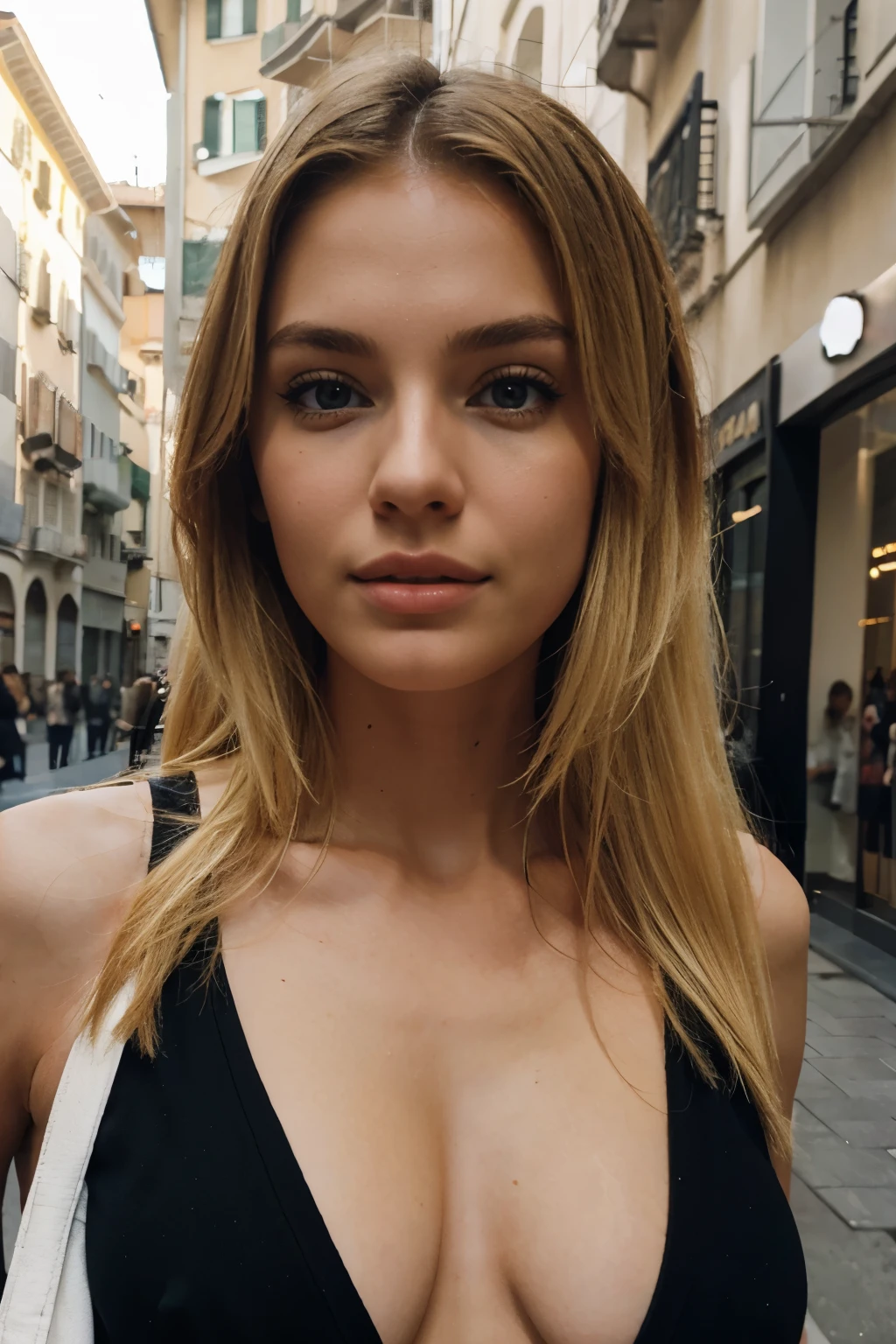 blonde model in Milan