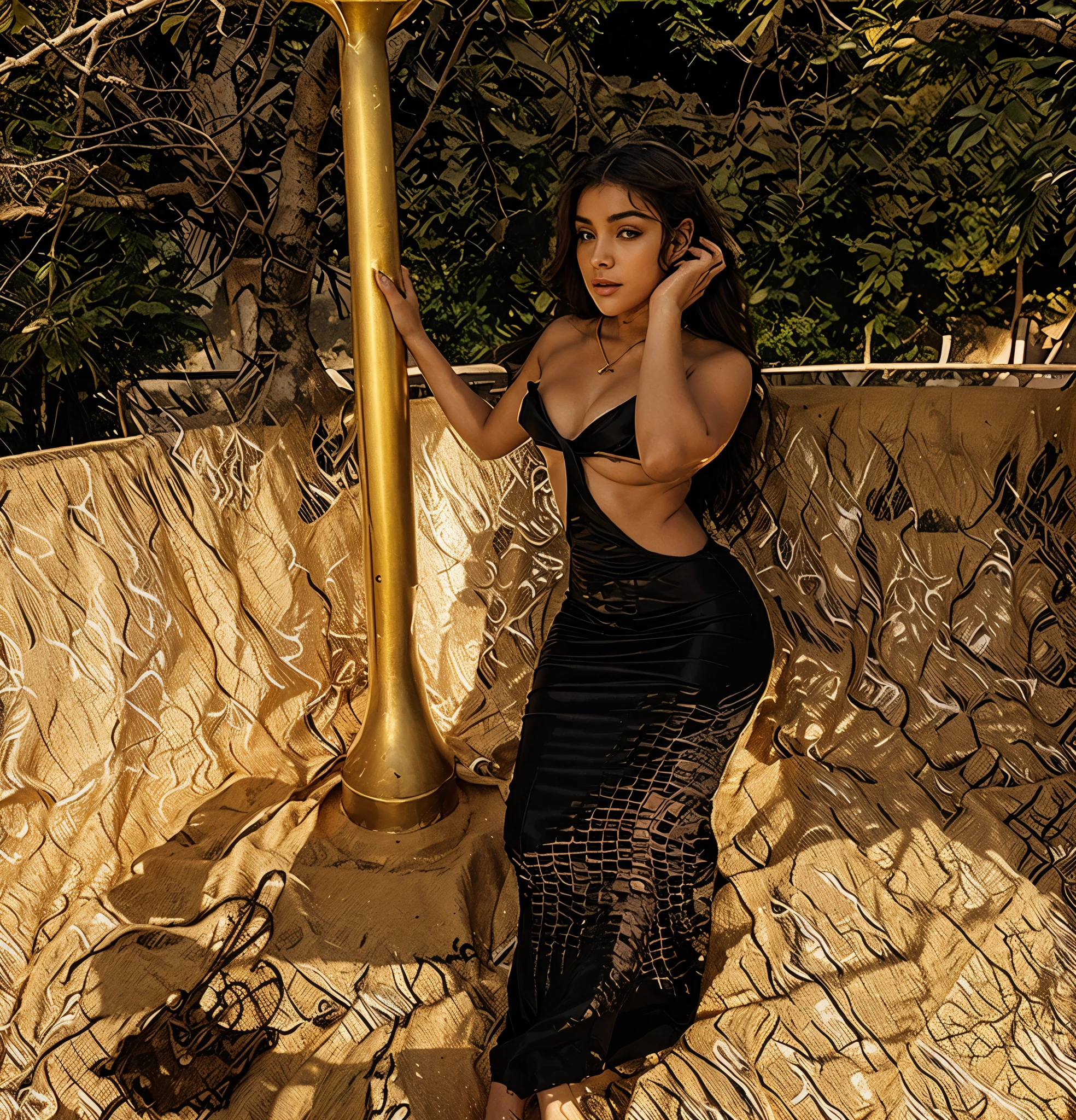 Stylish Golden dress , atmosphere morning