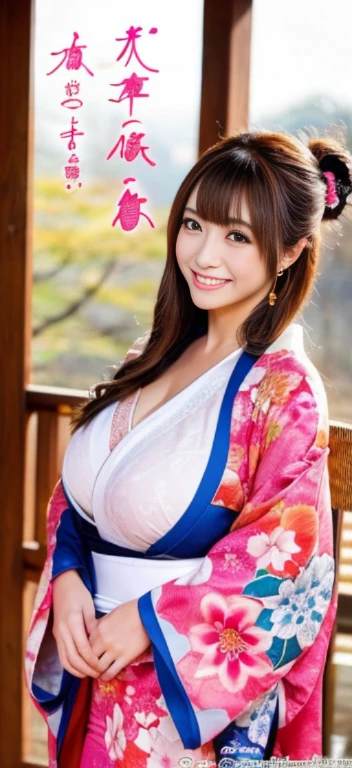 Japan's most beautiful moms(Huge body)、wear Kimono、Traditional Japanese room、Huge breasts that are too big and saggy、January、With a smile、New Year Greetings