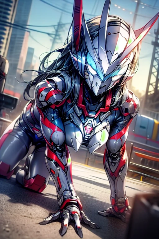 （masterpiece、8k、Very delicate、High resolution），(((female ultraman)))，(((No muscles，big breasts)))，(彼女の頭teeth細くなっている,ボディteeth赤と銀でできている，pink armor,腕teeth流線型のデザインです，胸にteeth丸い電卓がある，Looks tall and skinny，全体的な形状teeth流線型である、Modern)，Pose for a photo，high angle，City Ruins，Background details，（（（Whole Body Ezbian））），solo，(((Huge emotions))),Browsing Caution,Camel Toe,(Dynamic victory pose:1.2),From below,teeth focus,Asahi,(Erect clitoris:1.3),((open pussy:1.5)),((Wet pussy:1.2)),(Long silver hair:1.1),blush,smile、Wear a red cape,((From behind:1.2)),((teeth)),((On all fours:1.2))、Camel Toe、Giant tit、Nipple Puffs、Cleavage、Plump、Super big breasts、Super big butt