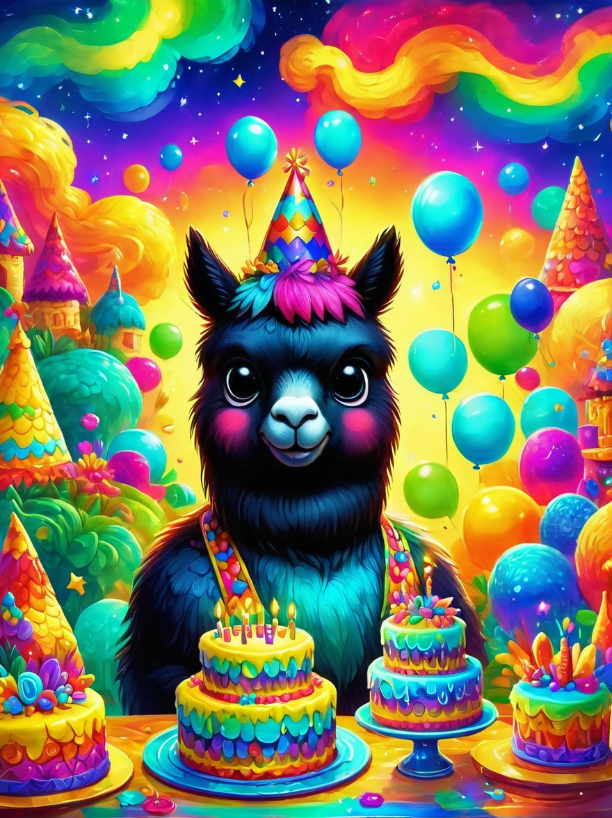 1 muscular alpaca, Albeniz Rodriguez Steele, Birthday, congratulations, cake, Bright colors, Super high saturation, RGB colors, bright