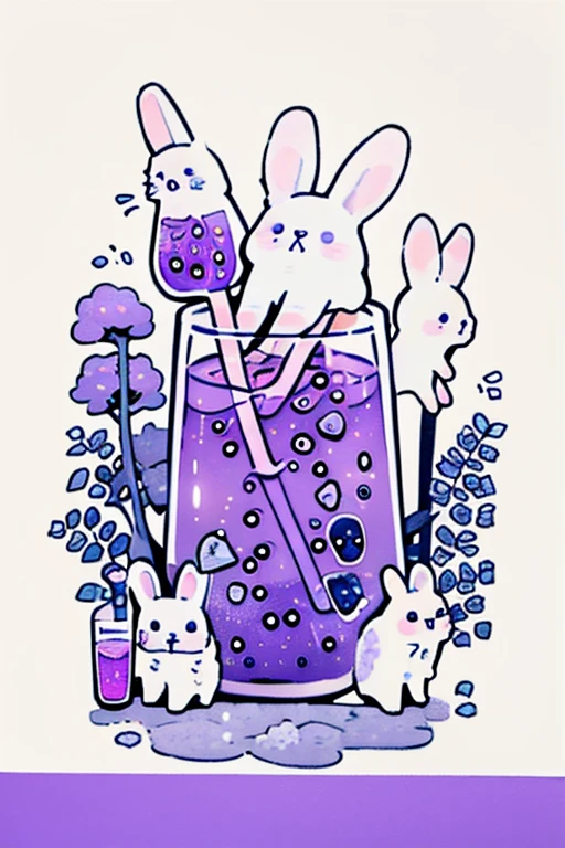 Cute purple drink,rabbits