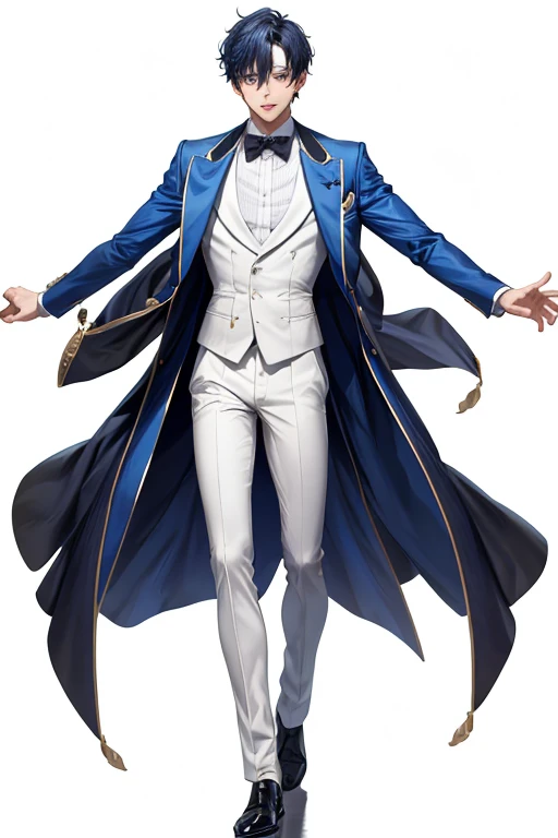 [(white background:1.5)::5], (bottle bottom:0.9), masterpiece,(full body:1.2),(masterpiece, ultra high res, 16k uhd, high quality),1man,focus male, blue suit full body,perfect body,perfect face