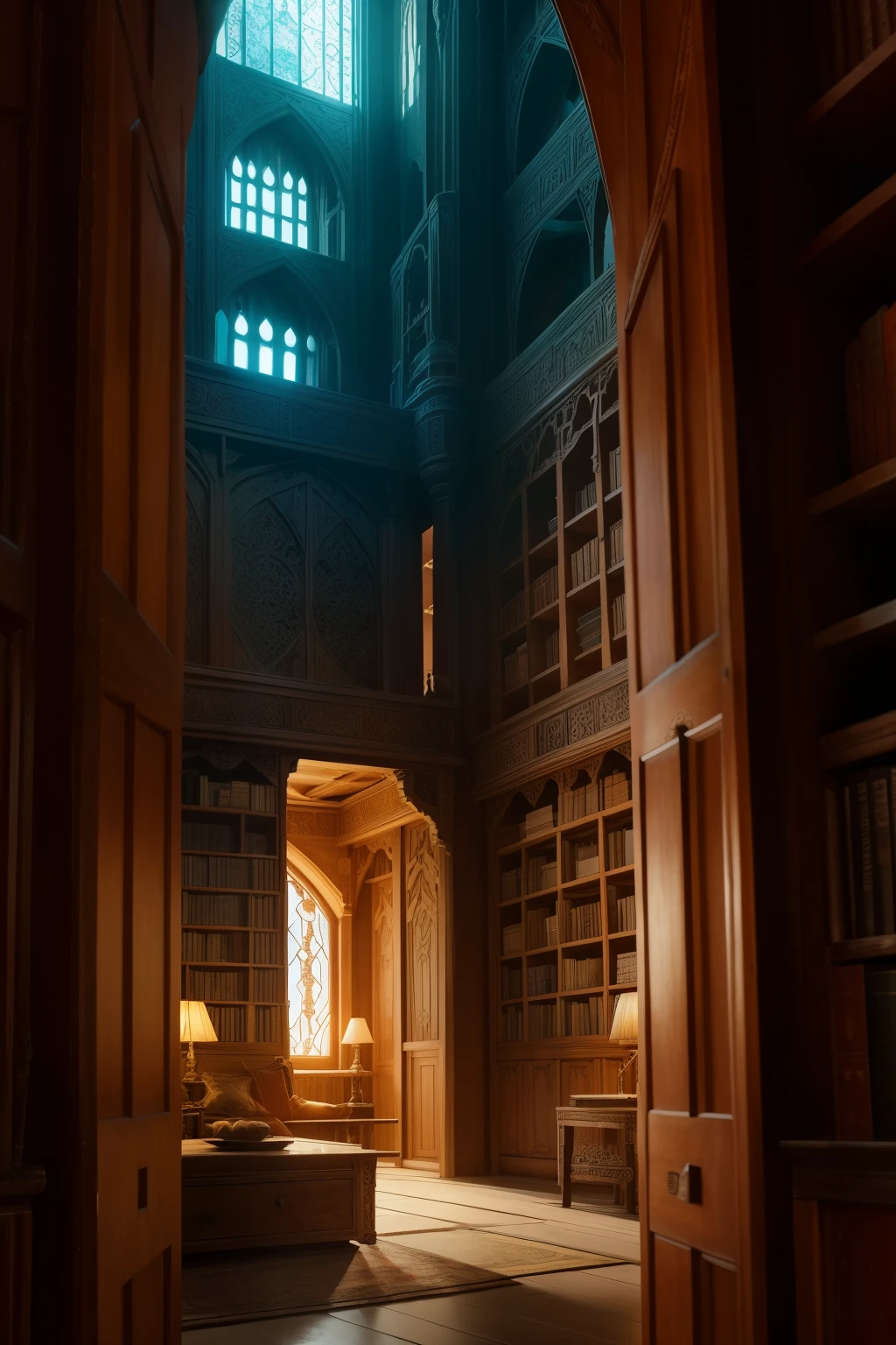 Inside, the enchanted sanctum hummed with magic beneath its intricately carved, aged wooden shelves. Groaning under the weight of ancient tomes, these timeworn pages held more than just the faintest traces of history. Whispers of fantastical journeys echoed through the still air, beckoning the inquisitive to delve deeper and lose themselves in the allure of forgotten eras and mystical realms. Each creased and curling page, with its yellowed, brittle edges, carried the weight of countless stories, waiting to be unraveled and breathed new life into the minds of those who dared to explore. The musty, ancient tomes, sh