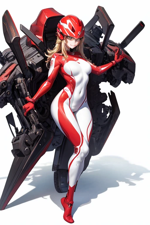 [(white background:1.5)::5], (bottle bottom:0.9), masterpiece,(full body:1.2),(masterpiece, ultra high res, 16k uhd, high quality),1girl, red suit, wearing helmet full face,huge chest, full body, smirk,perfect face, full body suit