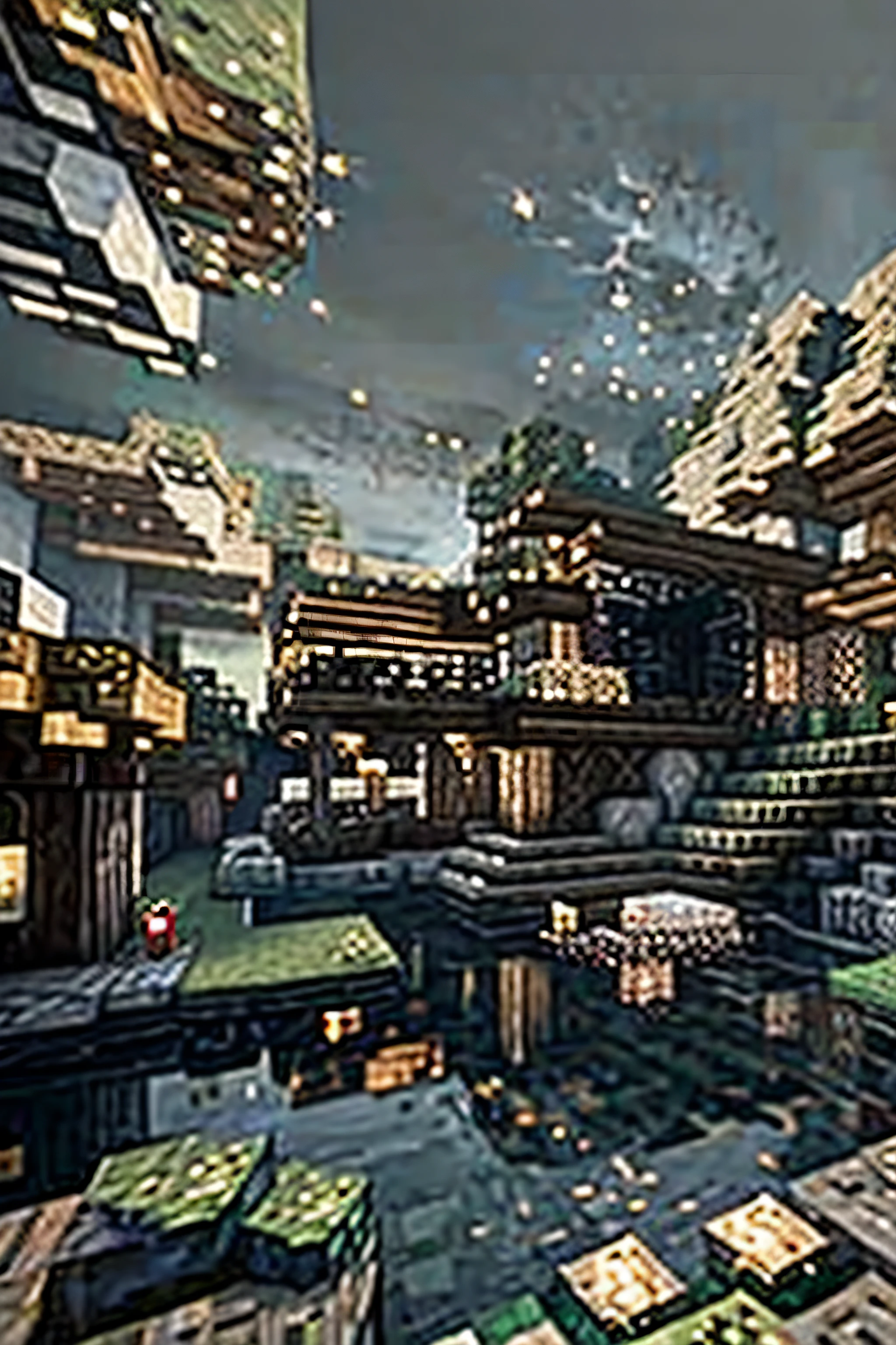 minecraft night landscape with very realistic shaders 