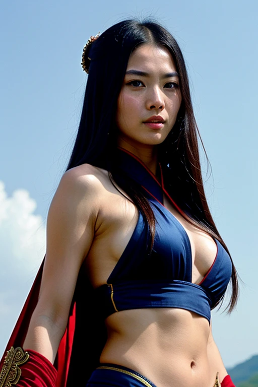 best quality, masterpiece, highres, wuxia 1girl, topless, super gorgeous face, super gorgeous eye, super gorgeous hair, kung-fu galaxy fight