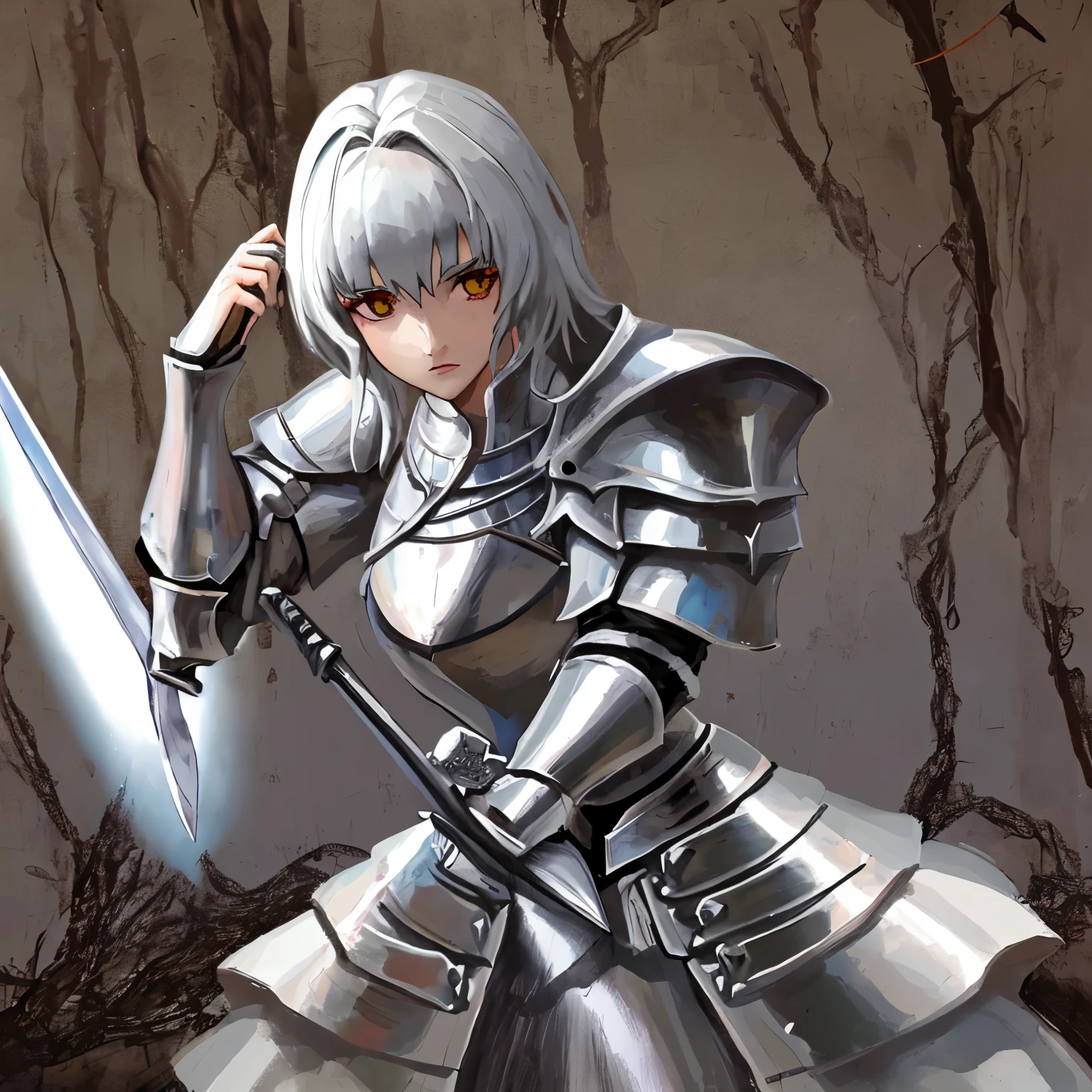 Female knight holding a sword
