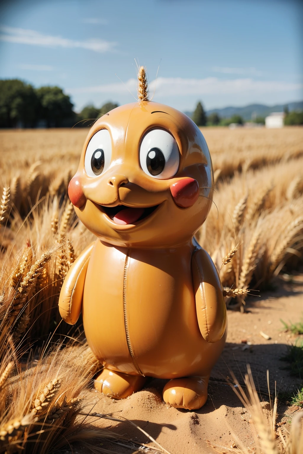 Wheat grains cartoon characters cute