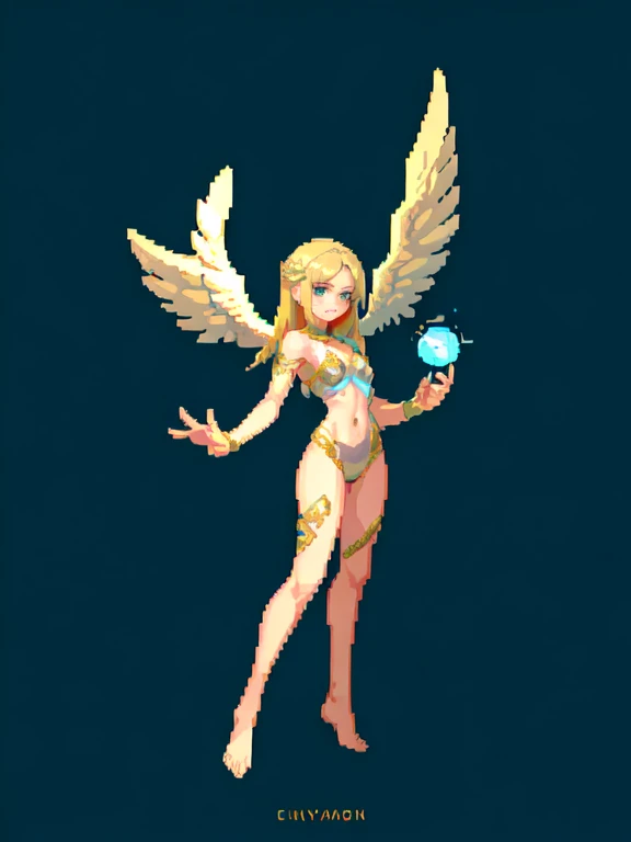 (masterpiece, top quality, best quality), pixel,pixel art,1angel female,hold e stuff ,full body,