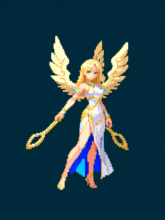 (masterpiece, top quality, best quality), pixel,pixel art,1angel female,hold e stuff ,full body,