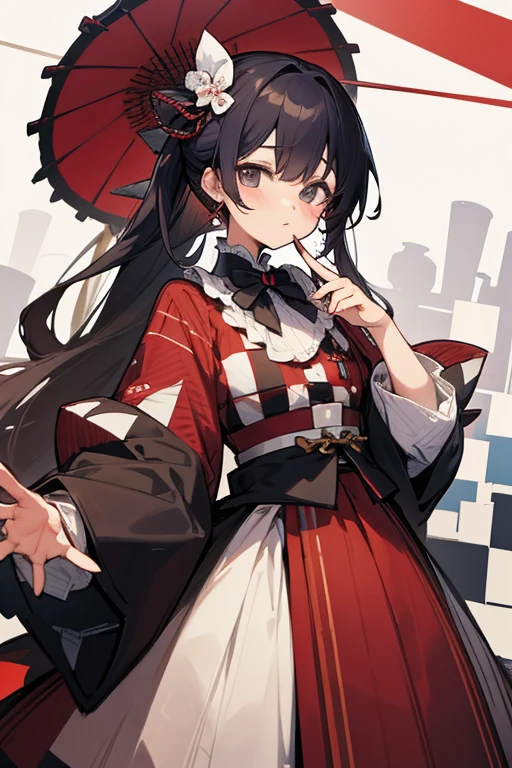 Westernized、cute、Taisho、Big checkered clothes、