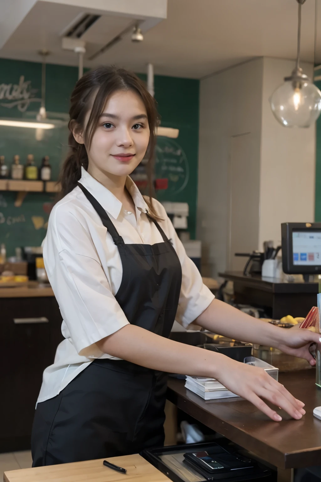 The cashier is serving customers. without any background