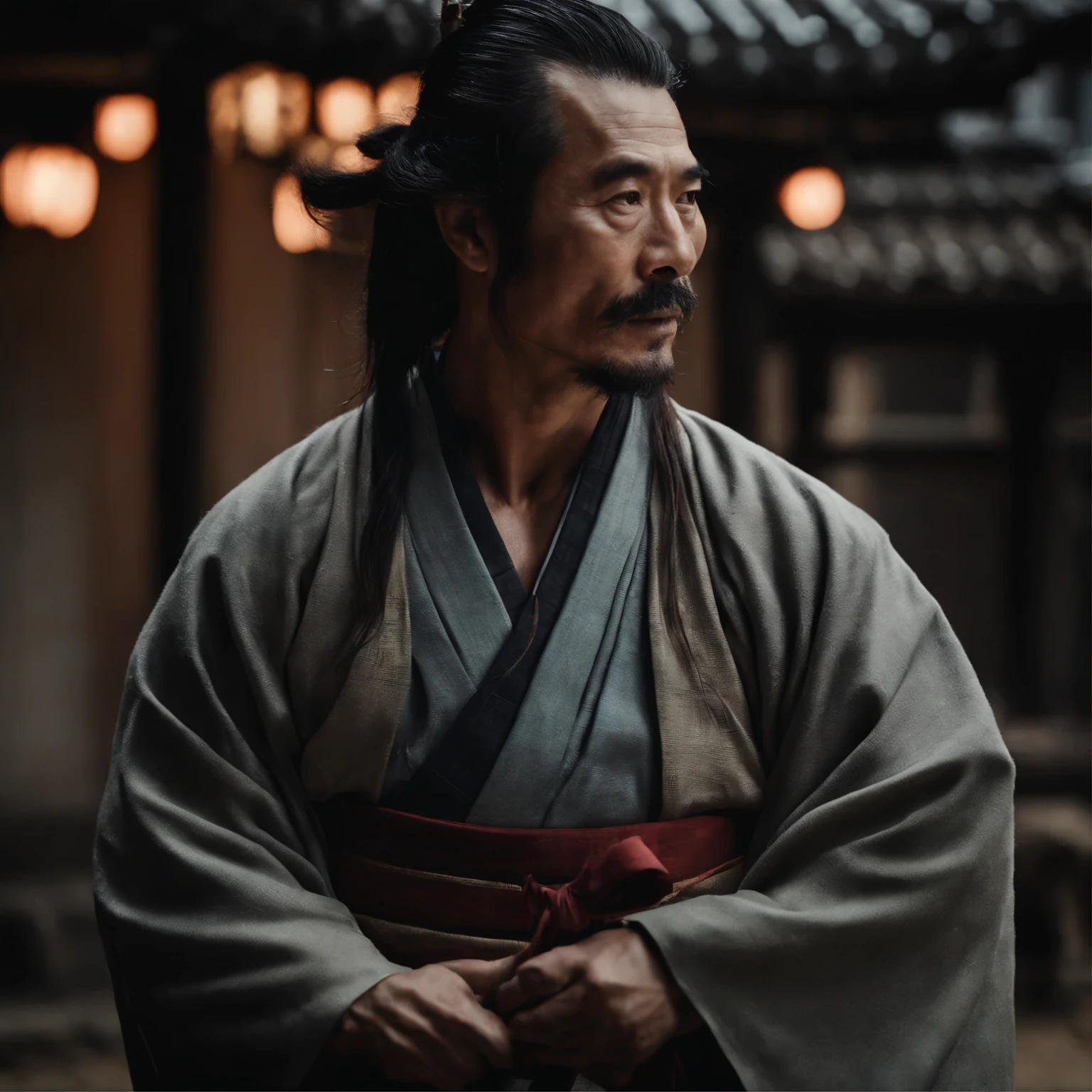 Samurai、samurai、Ronin、素Ronin、kimono、質素で汚いkimono、40-year-old male、Long hair, dirty hair、