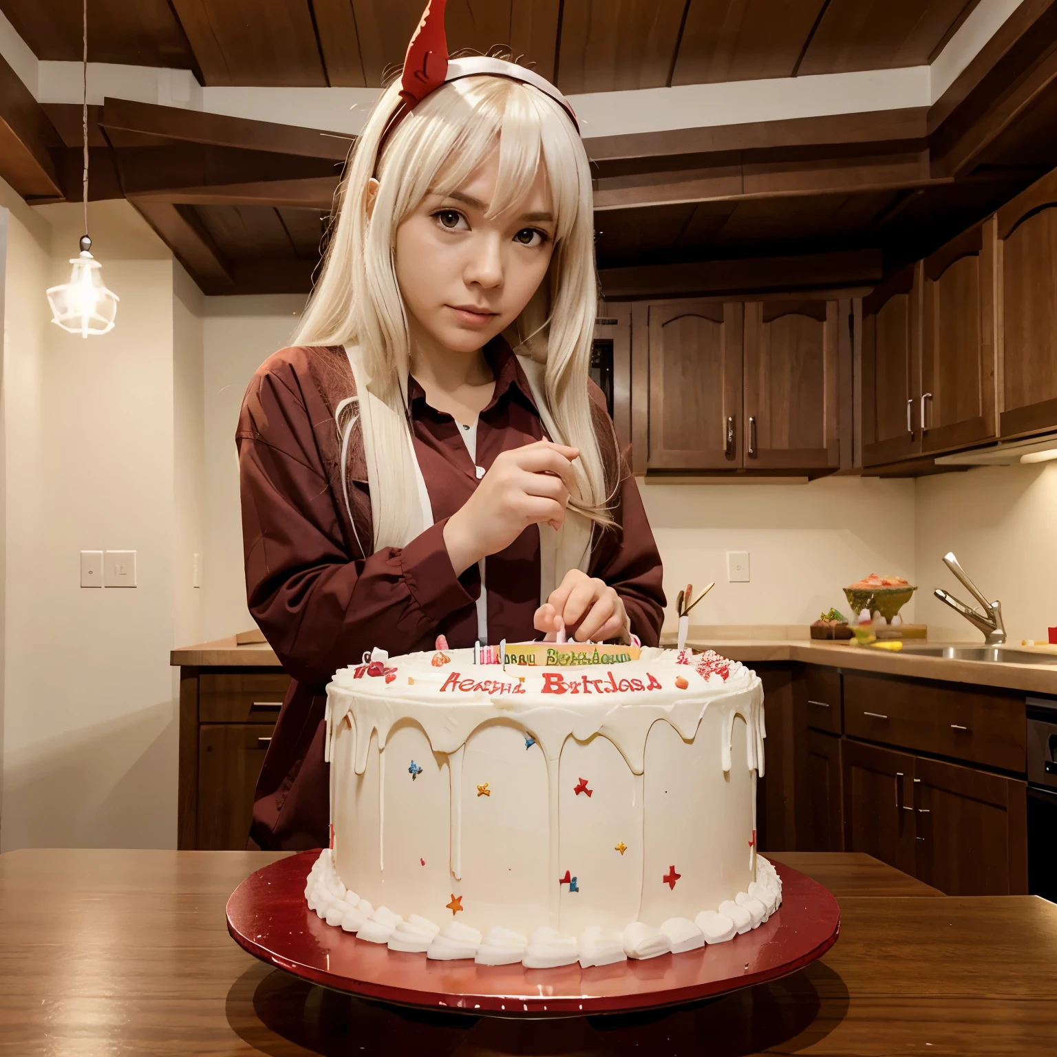 Gabriel dropout, gabriel white tenma, with birthday cake