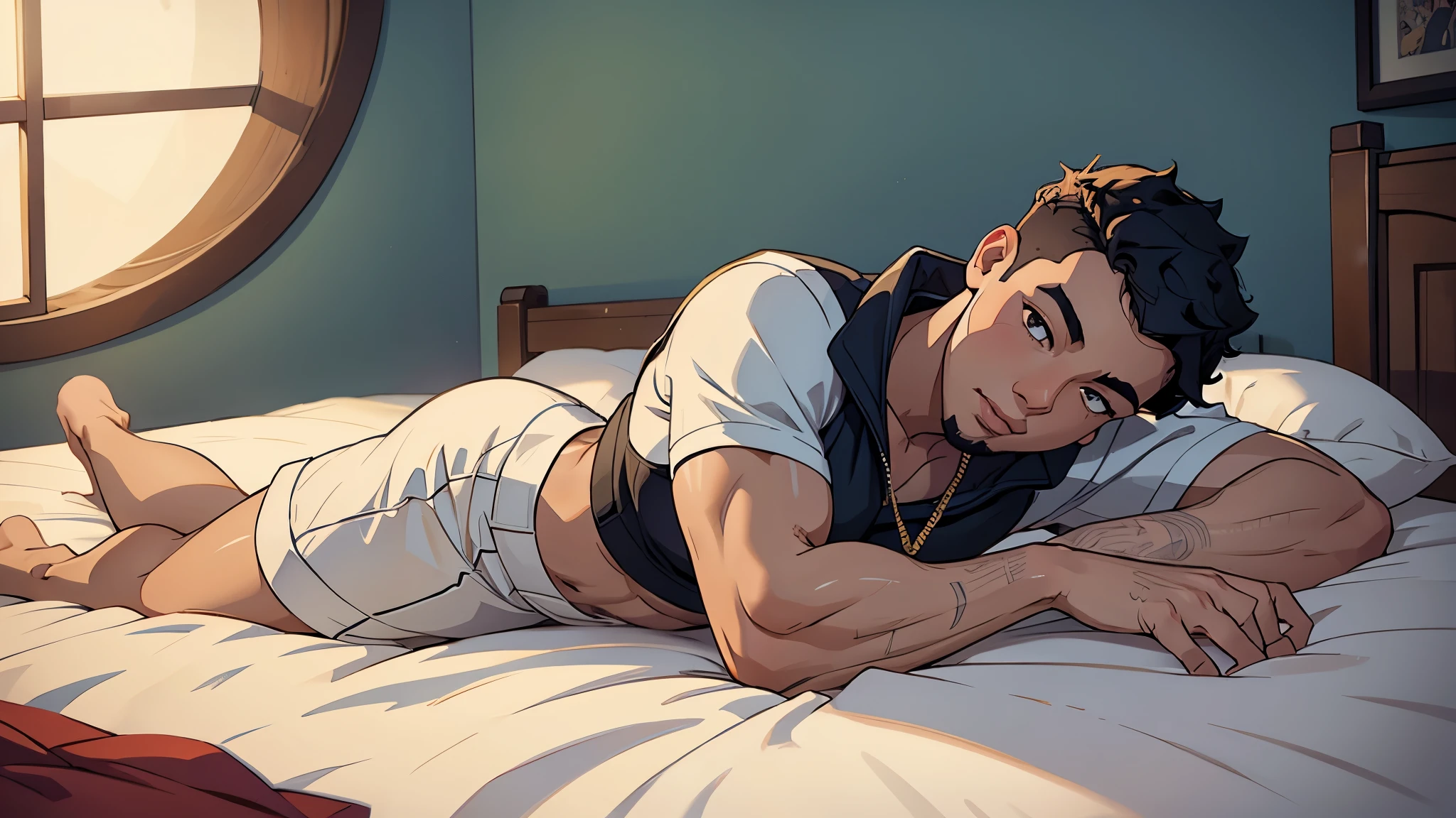 young Drake , lay down on the bed