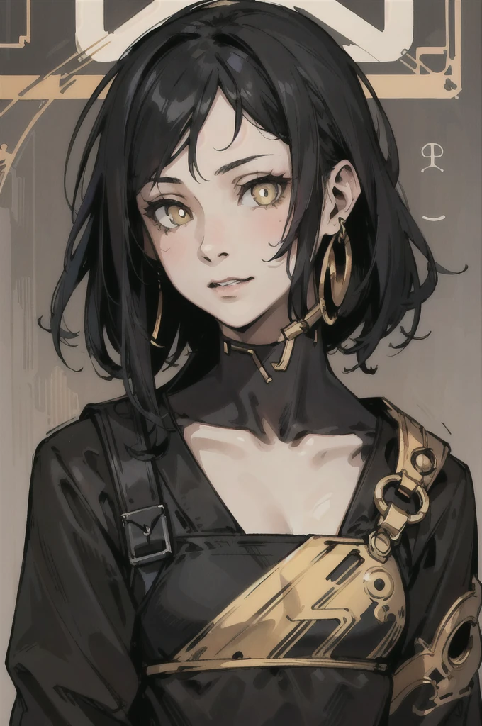 (High resolution), (Ultra delicate), (clear), Realistic，((A girl with black hair and gold inner color)).((cyber punk)），face，Skin realism、A fusion of Japanese style and the near future、Black pupil