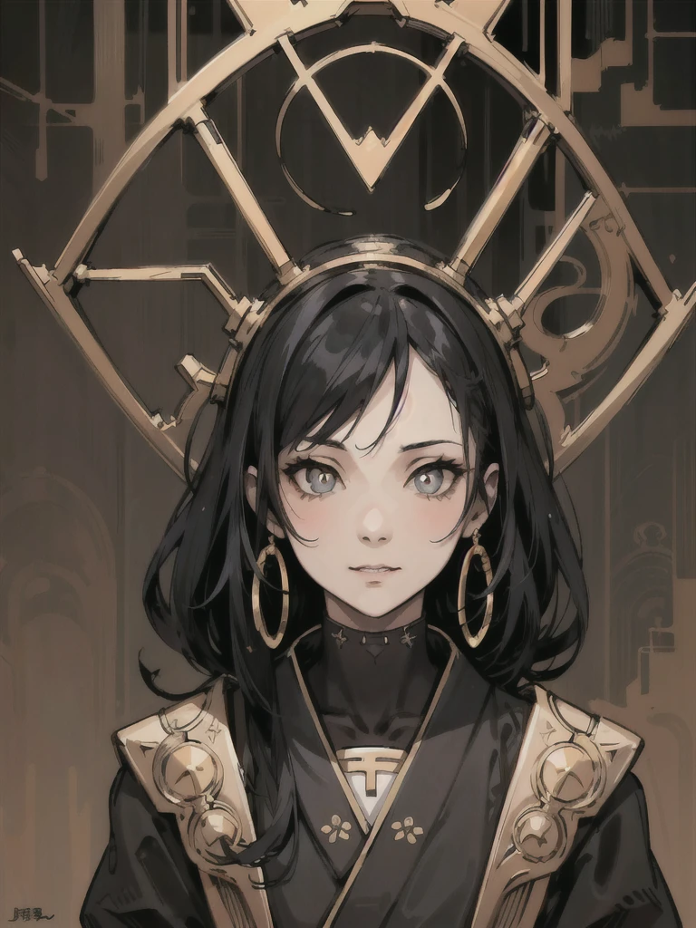 (High resolution), (Ultra delicate), (clear), Realistic，((A girl with black hair and gold inner color)).((cyber punk)），face，Skin realism、A fusion of Japanese style and the near future、Black pupil、Astrology
