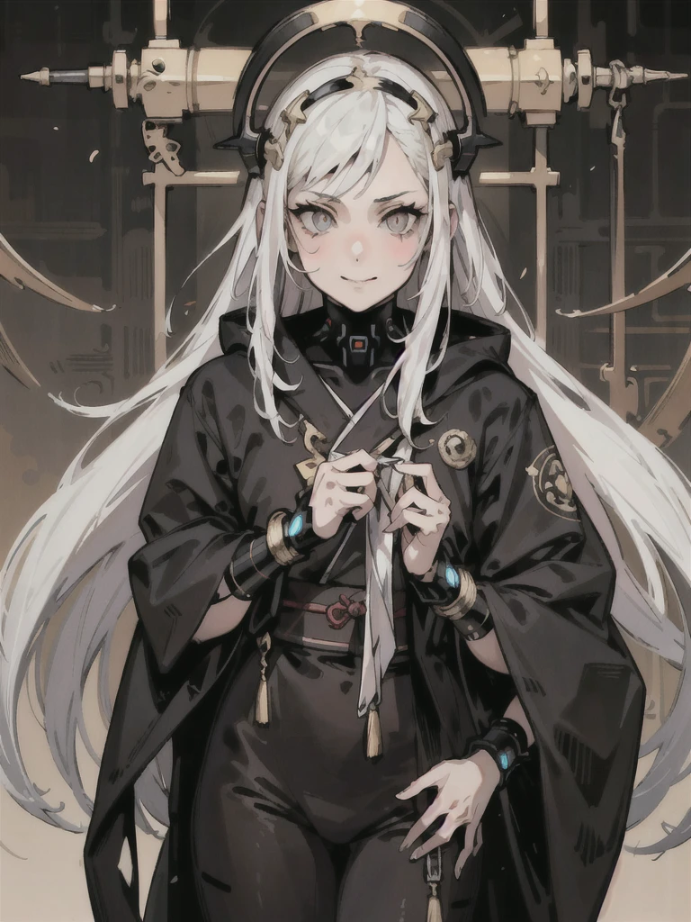 (High resolution), (Ultra delicate), (clear), Realistic,((A girl with white hair and gold inner color)).((cyber punk)),face,Skin realism、A fusion of Japanese style and the near future、Black pupil、Astrology