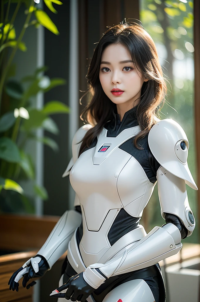 Top quality work， Realistic works，Super premium graphics card，8K HD CG works，High-quality graphics，High-definition and exquisite CG works，10x pixel，Extremely fine details：1.1，Advanced technical details：1.1Photographic Reality，室内Lighting Effects：1.5，Natural light：1.5. Lighting Effects（虚拟Lighting Effects：1.8），Ultra-high resolution ,Transparent hair，High Detail Hair（High-quality hair details：1.1）Clear eyes，Are double eyelids beautiful?，Sharp eye makeup, Create exquisite eyelash makeup, thin eyebrows, Ultra-fine eyes，high nose, cute red lips, Rosy Cheeks, Exquisite makeup on face , Pretty Face, perfectly proportioned face,（Advanced facial details：1.1）, Female Artworks，Full body view，Astonishing，Today&#39;s eyes are bright and carefully crafted woman，Wearing a futuristic suit，Holding a sword and a sword, Cute robot girl, Girl in mecha network armor, Beautiful white girl robot, Female robot body, Perfect robot girl, Perfect anime robot woman, Beautiful boy, Robot-Silver Hair Girl, Armor Girl, Beautiful and charming woman