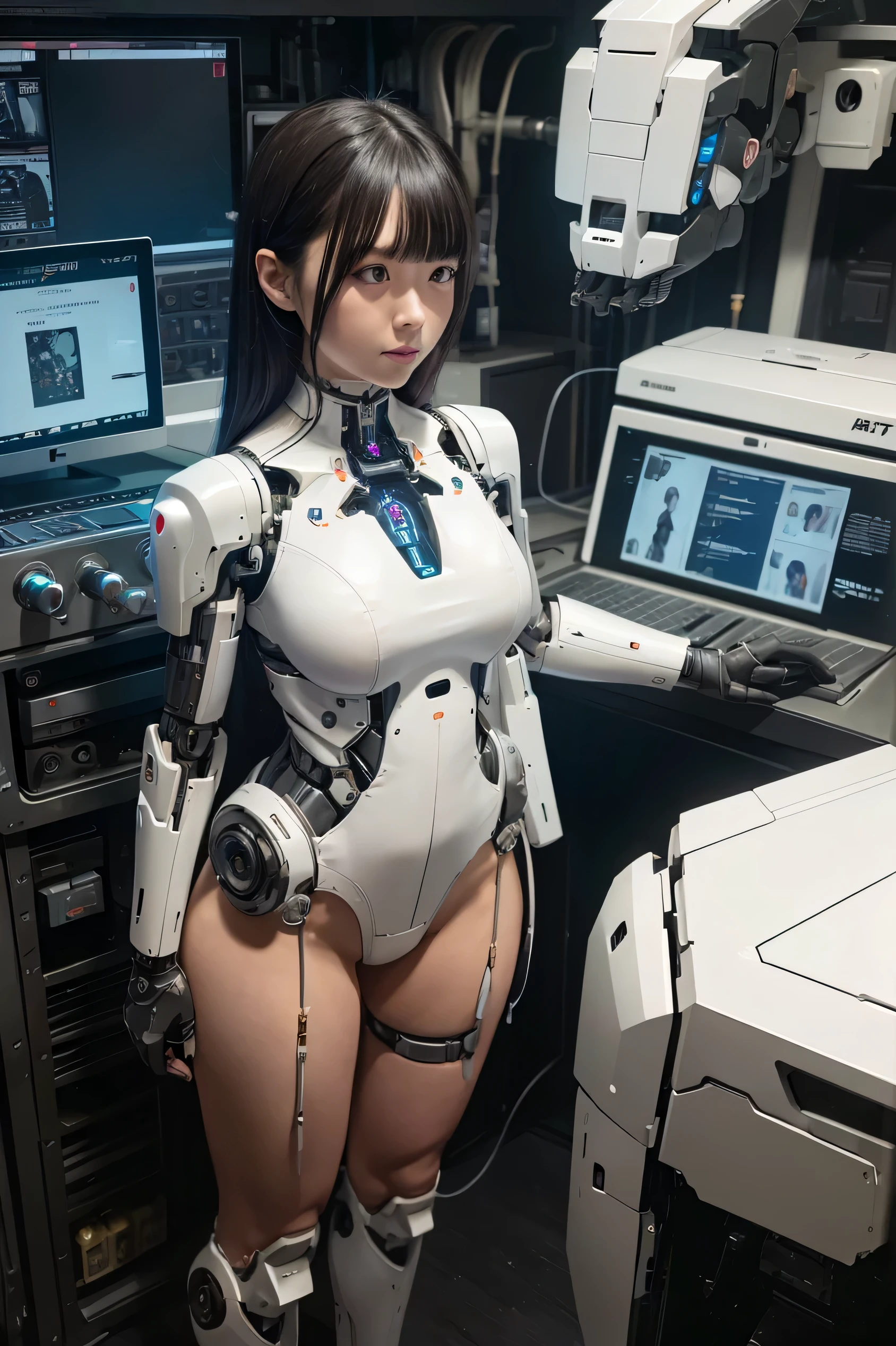 muste piece, best quality, (highest quality、8K、masterpiece:1.3)、ultra high resolution、Physically based rendering、(photorealistic:1.37)、beautiful woman with perfect body:1.4、slim abdomen:1.2、Highly detailed face and skin texture、 red cheeks、white skin、thin waist,thin legs、highest quality,very beautiful 12 year old girl, (cute:1.2),perfect shiny skin,((Precise hands without any discomfort)), brown hair,(short twin tails),(((I see Cheb)))、(((full nude)))、(((Standing on the space station)))、(((smile)))、