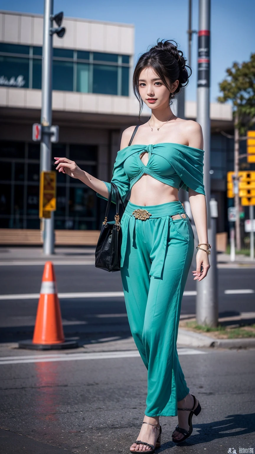 Beautiful woman in intricate Colorful and Playful Outfit