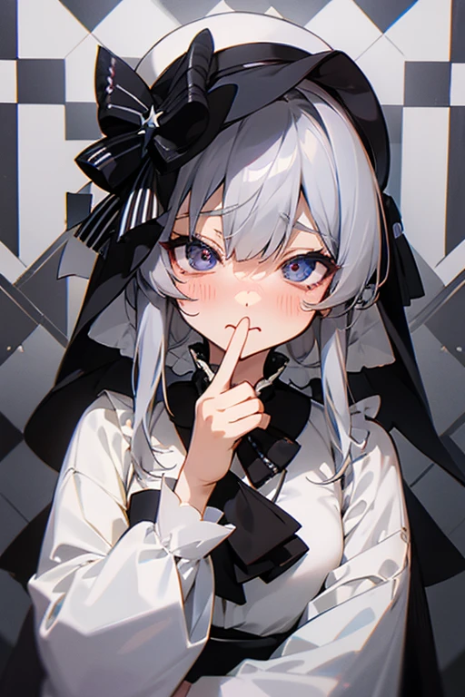 MS. cute、Taisho、Checkerboard Pattern、Beautiful Eyes、Silver Hair、Shortcuts、Embarrassed、