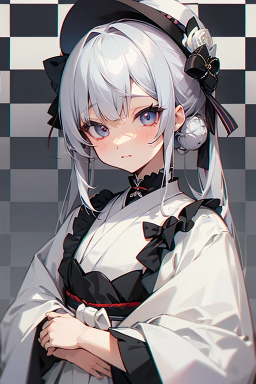 MS. cute、Taisho、Checkerboard Pattern、Beautiful Eyes、Silver Hair、Shortcuts、I'm embarrassed when people call me cute、