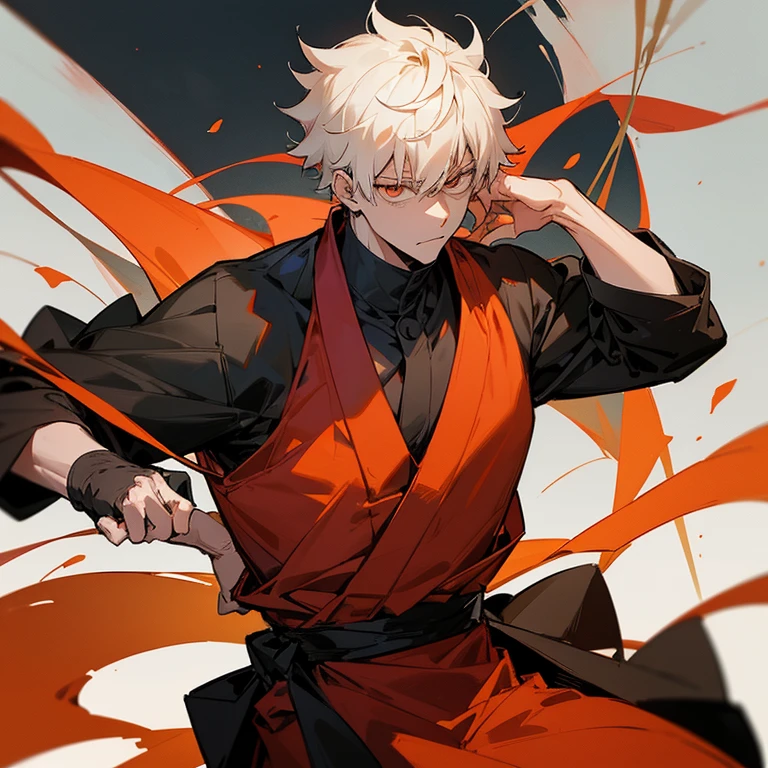 I want a images of JUJUTSU KAISEN CHARACTER name SATORU GOJO in indian culture dress up form and he is stand behind the RAMMANDIR  ayodhya  and the style is in original anime style