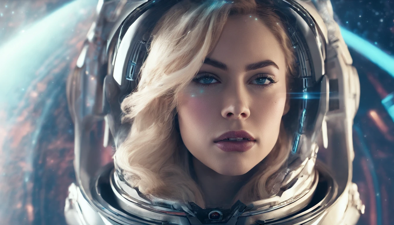 Girl, solo, mechanical upper body, filmisch, blonde hair, UHD, retina, masterpiece, textured skin, high details, 4K